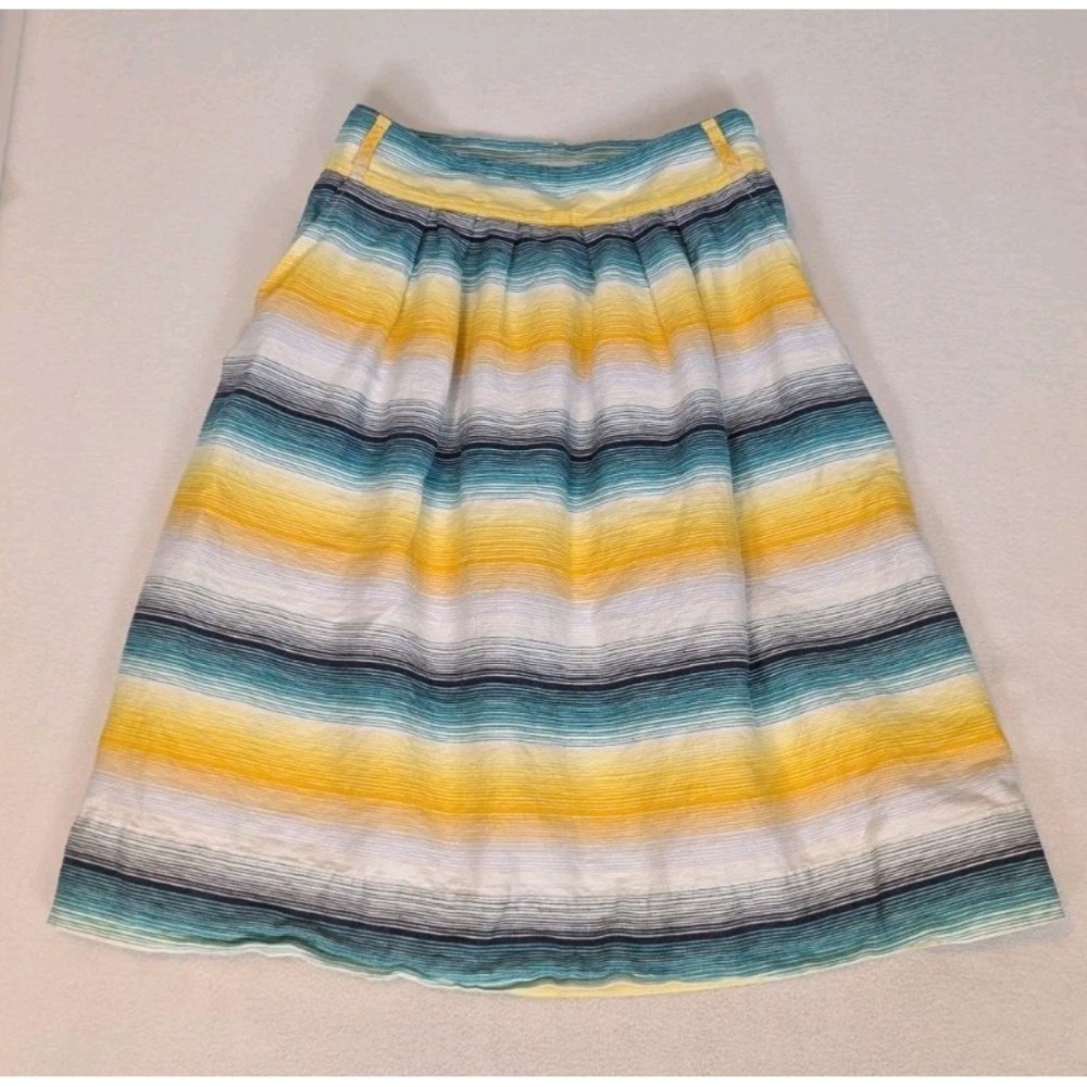 Gap Skirt Cotton Linen Size 2 Lined Striped Beach Vacation Pockets *Missing Belt